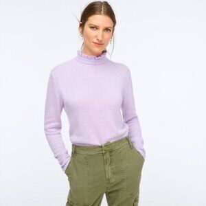 J. CREW Wool-blend Ruffleneck Sweater in  Lavender
